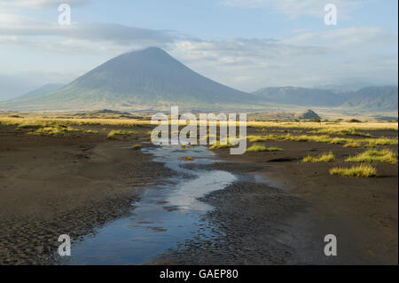 Il vulcano attivo Ol Doinyo Lengai presso il Lago Natron, Tanzania Foto Stock