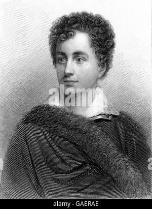 Lord Byron, ritratto incisione da un dipinto di George Sanders, pubblicato nel 1880. Foto Stock