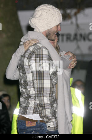 Beckham visita invernale pattinaggio su ghiaccio - Londra Foto Stock