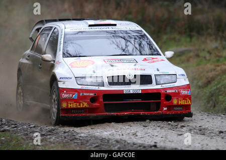 Auto - FIA World Rally Championship - Galles. Jan Kopecky della Repubblica Ceca nel Rally del Team Kopecky Skoda Fabia WRC nel Rally del Galles GB. Foto Stock