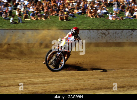 Motor Racing - Grass Track Campionati europei. Jeremy Doncaster in Gran Bretagna in azione nella Germania occidentale Foto Stock