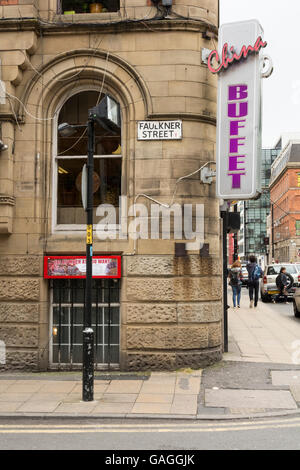 China Town in Faulkner Street, Manchester, Regno Unito Foto Stock