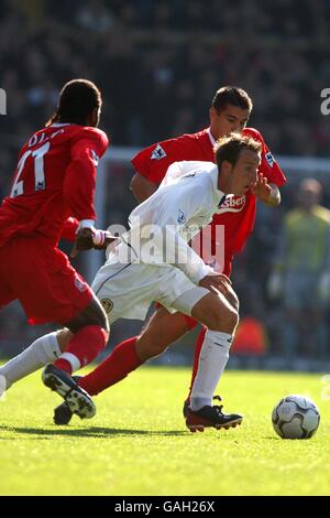 Calcio - fa Barclaycard Premiership - Leeds United / Liverpool. Lee Bowyer di Leeds United si rompe Foto Stock