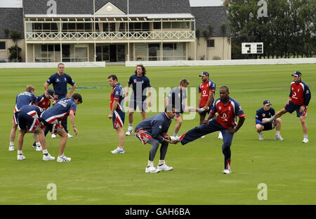 Inghilterra Warm up alla Lincoln University, Lincoln, Nuova Zelanda. Foto Stock