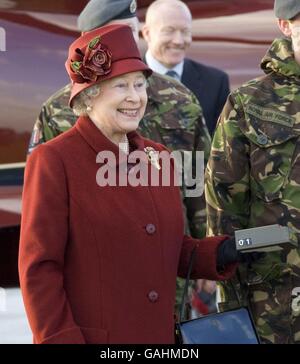 La regina visite RAF Marham Foto Stock