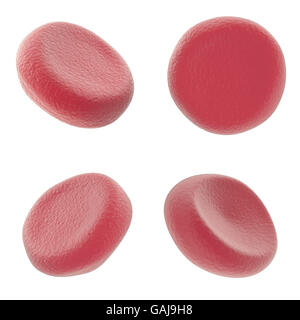 Set di cellule di sangue rosso isolato su sfondo bianco. 3d illustrazione di alta qualità Foto Stock
