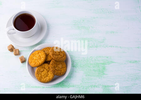 Biscotti di sesamo sfondo. La colazione cookie. I cookie di dessert. I cookie. Cookie. Il dessert. La prima colazione. Dolce cookie. Cooki fatti in casa Foto Stock