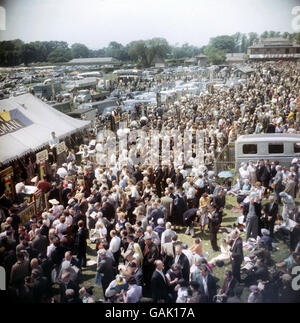 Corse di cavalli - i Derby Stakes - Epsom. Una scena su Epsom Downs il giorno del Derby. Foto Stock