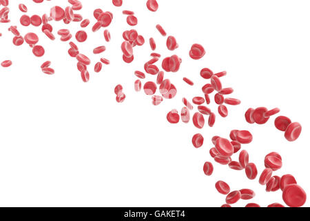 Cellule di sangue rosso isolato su bianco. 3d illustrazione di alta qualità Foto Stock
