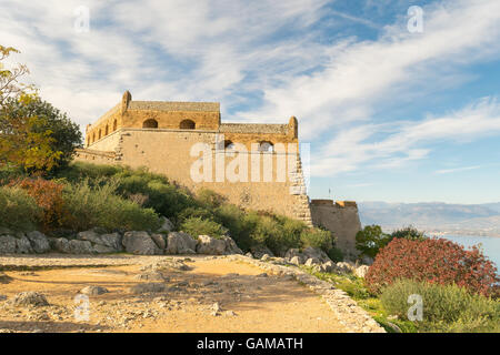 Palamidi castle a Nafplio in Grecia il paesaggio. Foto Stock