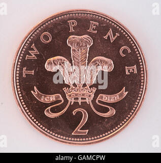 Monete. Una moneta da due pence. Foto Stock