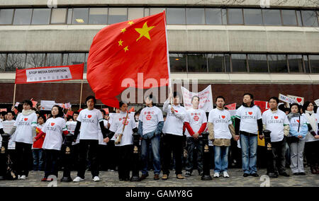 Studenti Cinesi stadio protesta dei supporti Foto Stock