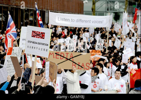 Studenti Cinesi stadio protesta dei supporti Foto Stock