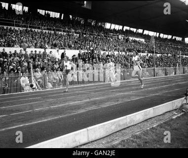 Atletica - Sesto Impero britannico e Giochi del Commonwealth - Cardiff. Betty Cuthbert (l) in Australia vince la prima semifinale delle donne di 220 anni da Heather Armitage (r) in Gran Bretagna Foto Stock