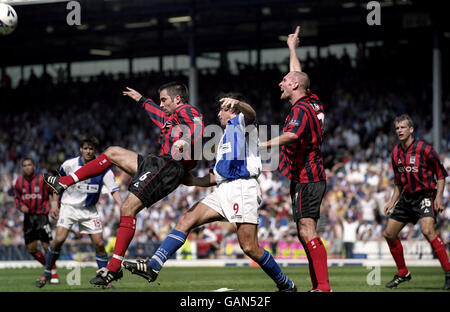 Azione Goalmouth dal gioco. (l-r) Kevin Horlock (Manchester City), Ashley Ward (Blackburn Rovers) e Spencer Prior (Manchester City). Foto Stock