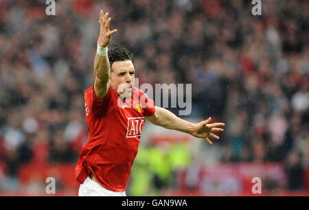 Calcio - Barclays Premier League - Manchester United / Arsenal - Old Trafford. Owen Hargreaves del Manchester United celebra il suo obiettivo durante la partita della Barclays Premier League a Old Trafford, Manchester. Foto Stock