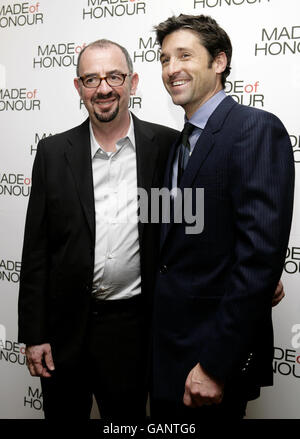 Paul Weiland (a sinistra) e Patrick Dempsey arrivano per la proiezione di Made of Honor al Soho Hotel nel centro di Londra. Foto Stock