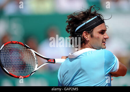 Roger Federer della Svizzera in azione contro David Nalbandian dell'Argentina Foto Stock