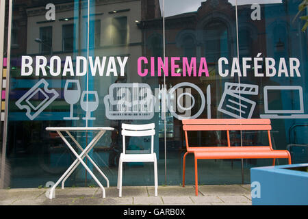 Cinema Broadway Cafe e Bar segno; Nottingham; Inghilterra; Regno Unito Foto Stock