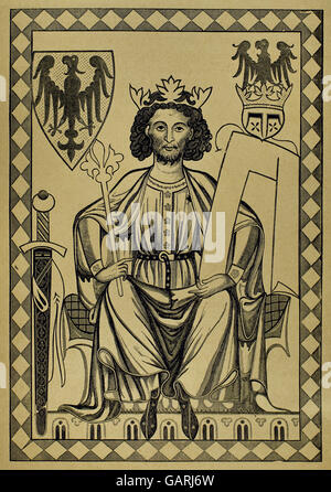 Enrico IV (1050-1106). Imperatore del Sacro Romano Impero. Ritratto. Incisione del XIV secolo. Foto Stock