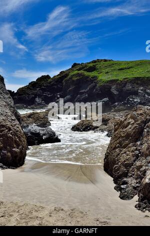 Kynance Cove Beach sulla penisola di Lizard Cornwall Inghilterra REGNO UNITO Foto Stock