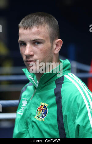 Il Ministro Martin Cullen incontra Irish Olympic boxing team Foto Stock