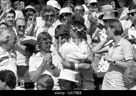 Tennis - campionati di Wimbledon 1987 - Uomini Singoli Final - Pat Cash v Ivan Lendl - Tutti i Club in Inghilterra Foto Stock