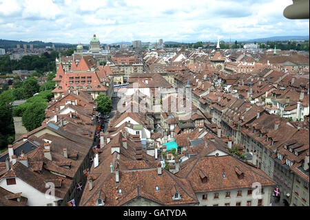 Una vista dal Berner Munster di Berna che guarda verso ovest verso il centro della città Foto Stock