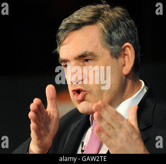 Il primo ministro Gordon Brown ha illustrato un discorso sulla libertà e la sicurezza a Westminster, Londra. Foto Stock