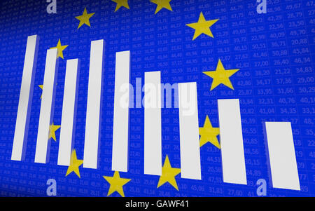 Concezione dell'economia dell'UE. Sfondo blu. Il rendering 3D. Foto Stock