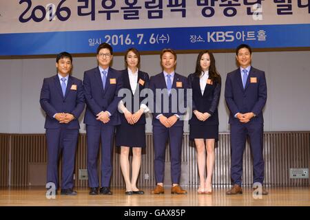 Seul in Corea. 06 Luglio, 2016. Il 2016 Olimpiadi di Rio gruppi Programma attesa conferenza stampa presso il KBS edificio a Seul, in Corea il 06 luglio, 2016.(Cina e Corea diritti) © TopPhoto/Alamy Live News Foto Stock