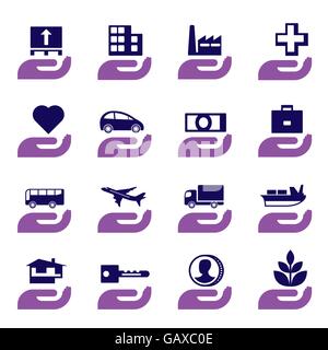 Assicurazione di set di icone - illustrazione vettoriale Illustrazione Vettoriale