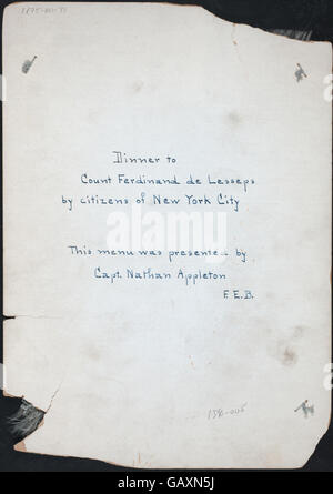 La cena al conte Ferdinando DE LESSEPS (detenute da) I CITTADINI DI NEW YORK (a) DELMONICO. (HOTEL) ( Ade-269374-4000000087) Foto Stock