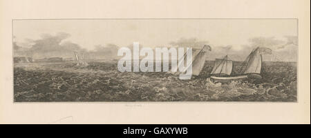 Fotografia di Sandy Hook, una barriera nel New Jersey, conosciuta per le sue spiagge e come una storica installazione militare. Foto Stock