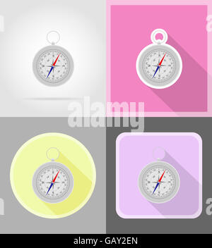 Bussola icone piatta illustrazione isolato su sfondo Foto Stock