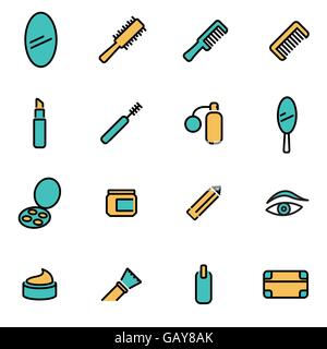 Trendy Linea flat pack di icona per i progettisti e gli sviluppatori. Linea del vettore cosmetici icona impostare Illustrazione Vettoriale