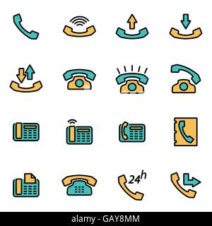 Trendy Linea flat pack di icona per i progettisti e gli sviluppatori. Linea del vettore icona a forma di telefono impostato Illustrazione Vettoriale