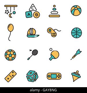 Trendy Linea flat pack di icona per i progettisti e gli sviluppatori. Linea del vettore giocattoli icona impostare Illustrazione Vettoriale