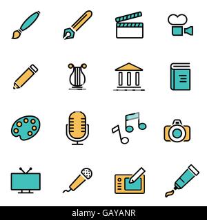 Trendy Linea flat pack di icona per i progettisti e gli sviluppatori. Linea del vettore arte icona impostare Illustrazione Vettoriale