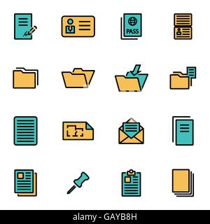 Trendy Linea flat pack di icona per i progettisti e gli sviluppatori. Linea del vettore icona documento impostato Illustrazione Vettoriale