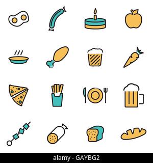 Trendy Linea flat pack di icona per i progettisti e gli sviluppatori. Linea del vettore cibo impostato Illustrazione Vettoriale