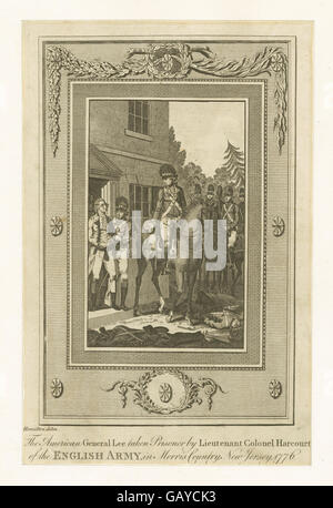 Il generale americano Lee preso prigioniero dal tenente colonnello Harcourt dell'esercito inglese, nel paese di Morris (sic), New Jersey, 1776 ( b13512824-424372) Foto Stock