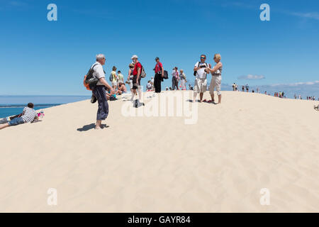 Il più grande d'Europa dune di sabbia a dune du Pilat vicino a Arcachon nel sud-ovest della Francia Foto Stock