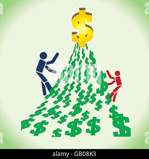 La concorrenza tra i due uomini due raggiungere il grande dollaro.Crave per denaro. Foto Stock