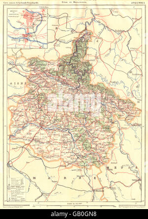 Ardenne: Département. Inset city town mappa piano di Mézières et Charleville 1906 Foto Stock