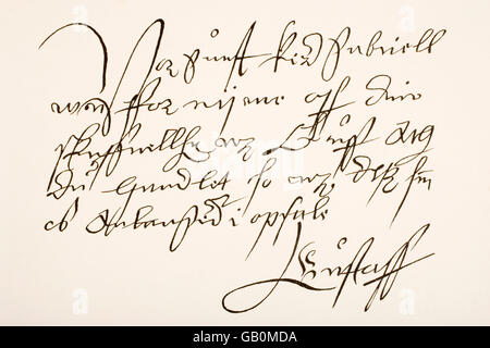 Gustavo, aka Gustav Vasa, 1496 - 1560. Re di Svezia. La scrittura a mano campione e firma. Foto Stock