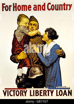 Per la casa e il paese - la vittoria della libertà del prestito . US Army Prima Guerra Mondiale 1914 -1918 Stati Uniti d'America USA poster billboard Foto Stock