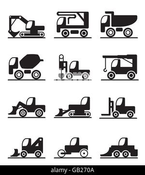 Costruzione di autocarri e veicoli - illustrazione vettoriale Illustrazione Vettoriale