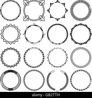 Collezione Di Cornici Di Bordo Decorative Rotonde. Ideale per i design di etichette vintage. Illustrazione Vettoriale