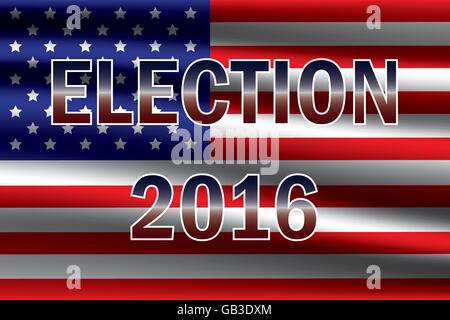 USA elezioni presidenziali 2016 sulla bandiera degli Stati Uniti sullo sfondo Illustrazione Vettoriale